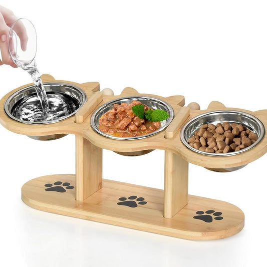 Elevate Your Pet's Dining Experience with Our Adjustable Raised Cat Food Bowls – Perfect for Cats and Small Dogs!
