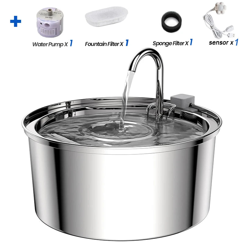 Revolutionary Stainless Steel Cat Water Fountain - Automatic Pet Drinker and Feeder for Healthy Hydration