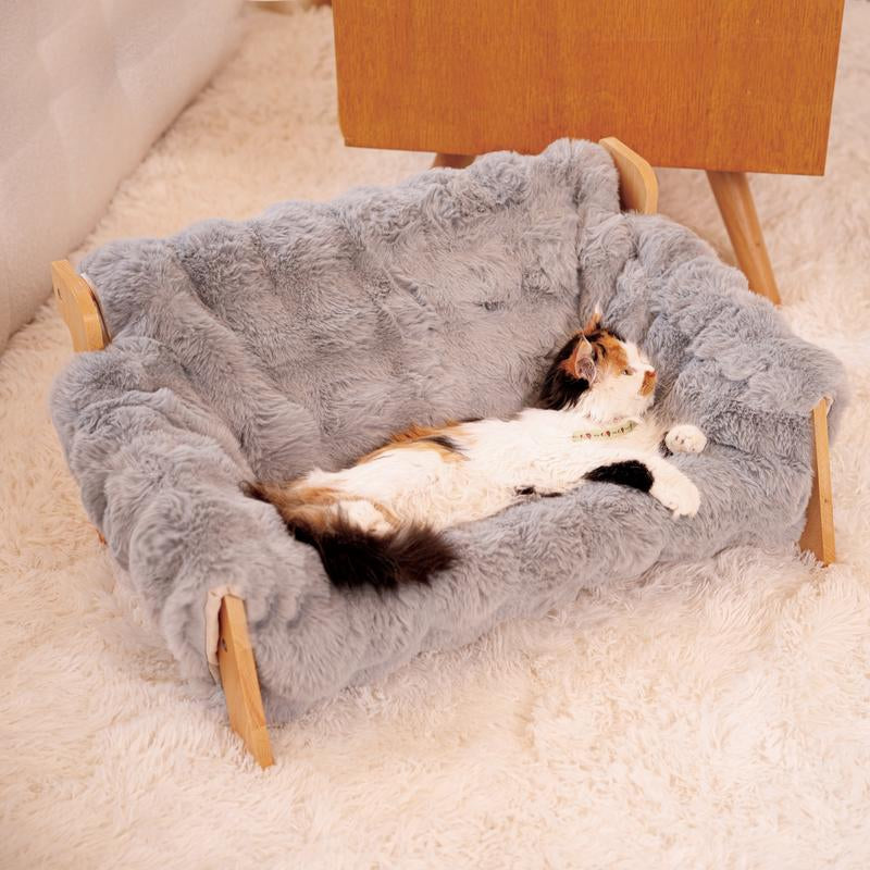Elevate Your Pet's Comfort with Our Stylish Wooden Cat and Small Dog Lounge Sofa - Removable, Washable Cushion for Indoor Relaxation!