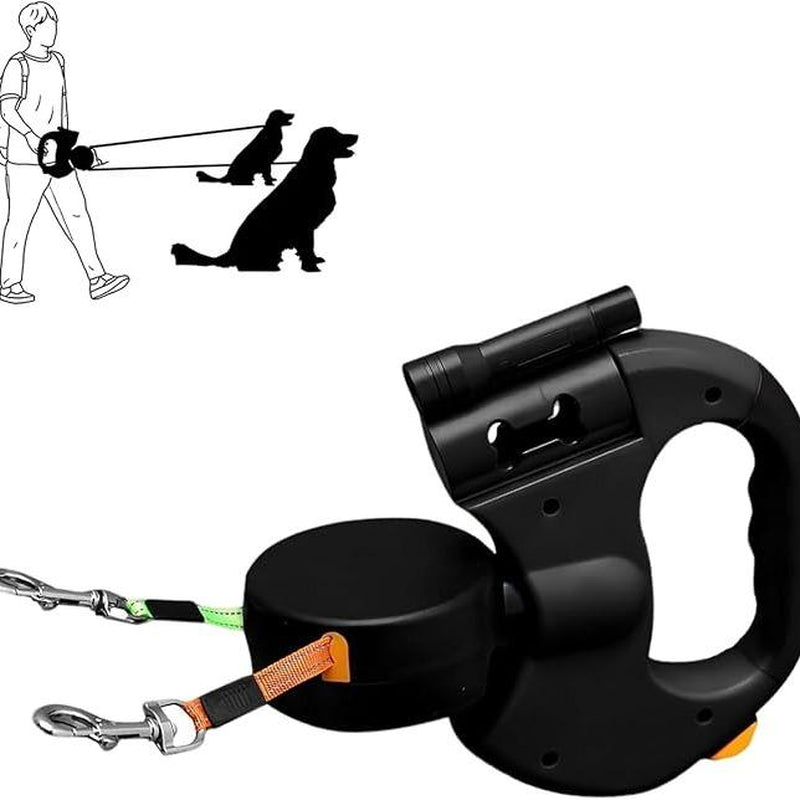 Unlock the Adventure: Tangle-Free Dual Dog Leash with 360° Swivel Head for 2 Happy Small to Medium Dogs – 10Ft Retractable Design with Lightweight, Anti-Wear Handle - Essential Puppy Accessories!
