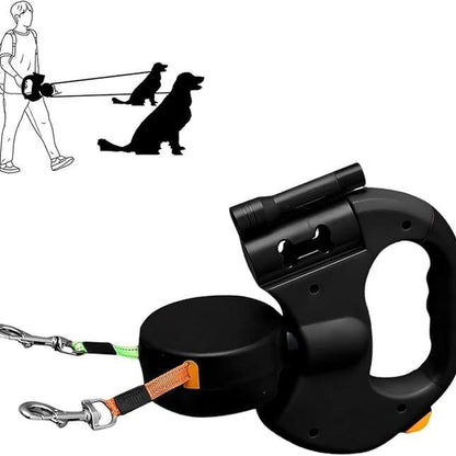 Unlock the Adventure: Tangle-Free Dual Dog Leash with 360° Swivel Head for 2 Happy Small to Medium Dogs – 10Ft Retractable Design with Lightweight, Anti-Wear Handle - Essential Puppy Accessories!