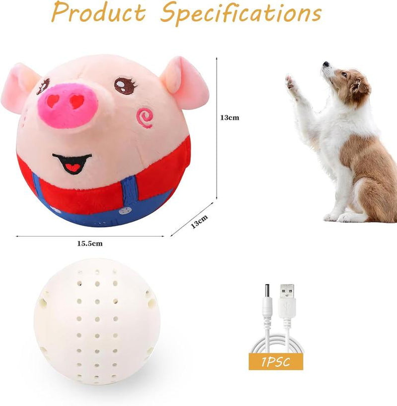 Interactive Moving Plush Toy for Dogs - EVERBETTERUS USB Rechargeable Cartoon Pig Dog Toy with Sound, Music & Washable Cover - Perfect for Keeping Your Pet Engaged and Entertained!