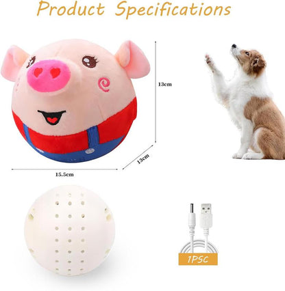 Interactive Moving Plush Toy for Dogs - EVERBETTERUS USB Rechargeable Cartoon Pig Dog Toy with Sound, Music & Washable Cover - Perfect for Keeping Your Pet Engaged and Entertained!