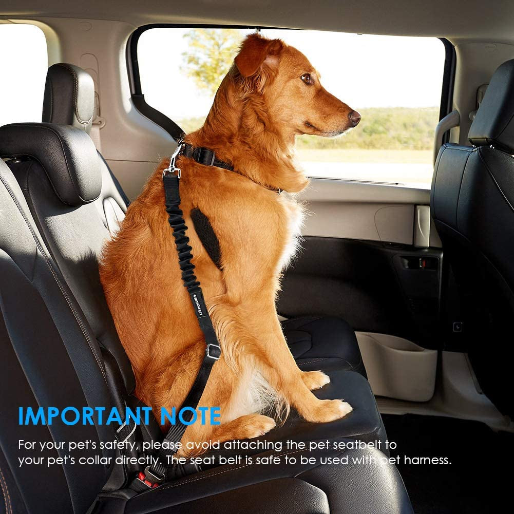 Ultimate Pet Safety with 2 Pack Adjustable Dog Seat Belts - Heavy Duty Retractable Car Harness for a Secure and Comfortable Travel Experience!