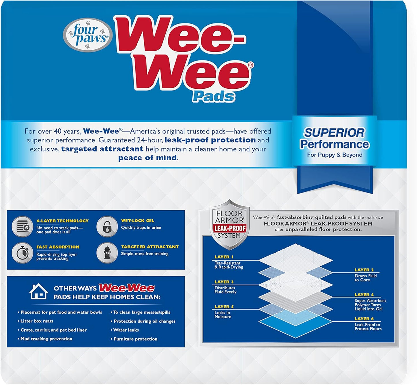 Wee-Wee Superior Performance Dog & Puppy Pee Pads - Ultimate Leak-Proof Potty Training Solution, 22" x 23", 100 Count