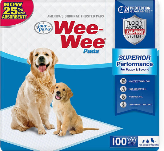 Wee-Wee Superior Performance Dog & Puppy Pee Pads - Ultimate Leak-Proof Potty Training Solution, 22" x 23", 100 Count