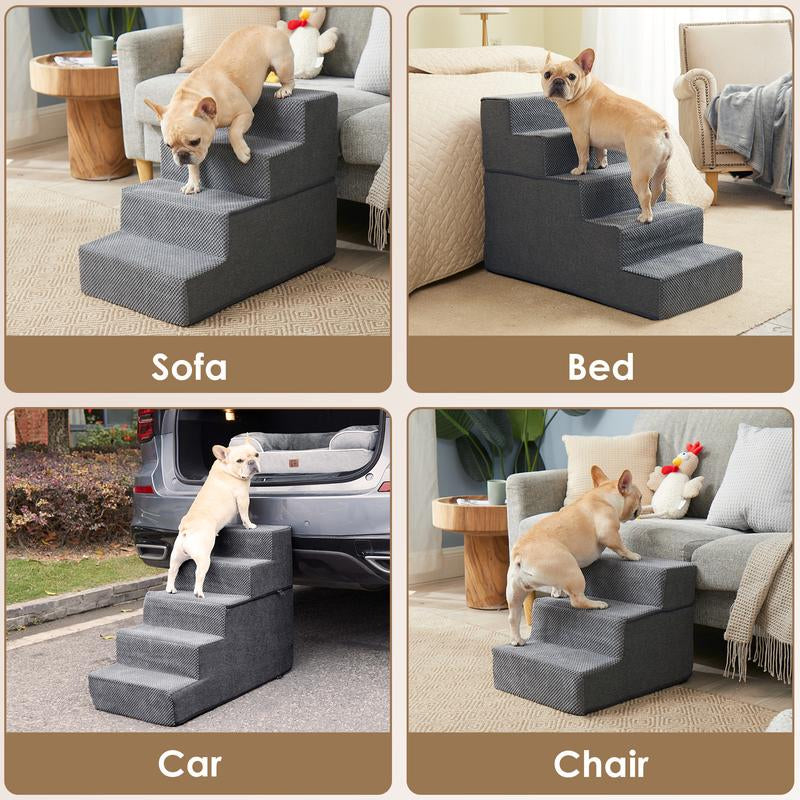 EHEYCIGA Multi-Step Dog Stairs - Safe and Sturdy Pet Steps for Easy Access to High Beds and Sofas