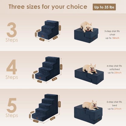 EHEYCIGA Multi-Step Dog Stairs - Safe and Sturdy Pet Steps for Easy Access to High Beds and Sofas