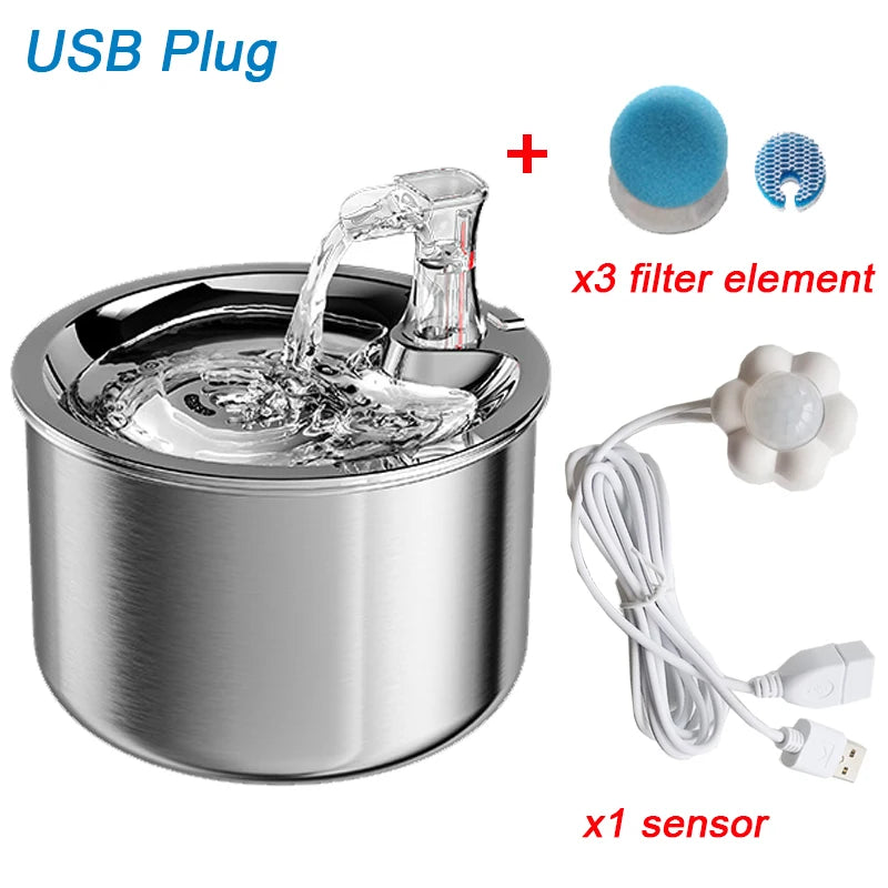 Revolutionary Stainless Steel Cat Water Fountain - Automatic Pet Drinker and Feeder for Healthy Hydration