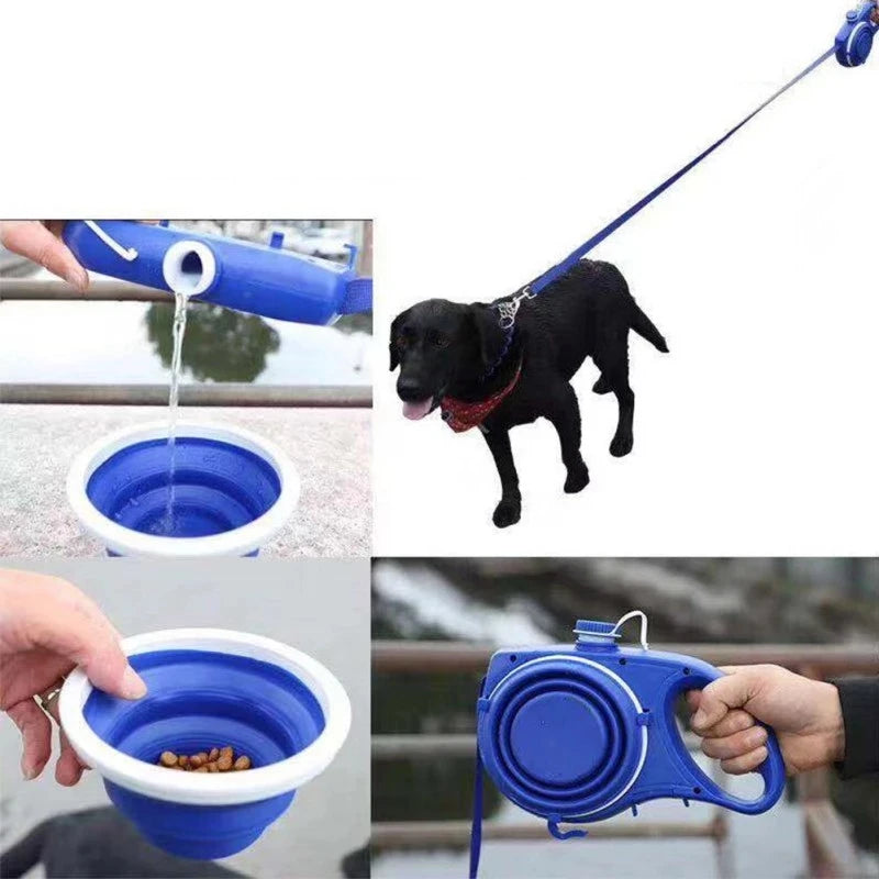 Ultimate 4-in-1 Multifunctional Pet Dog Leash with Built-in Water Bowl and Waste Bag Dispenser – Perfect for Outdoor Adventures!