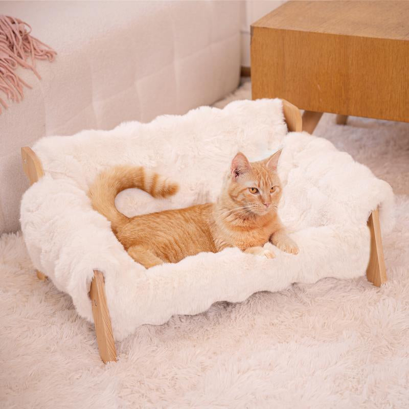 Elevate Your Pet's Comfort with Our Stylish Wooden Cat and Small Dog Lounge Sofa - Removable, Washable Cushion for Indoor Relaxation!