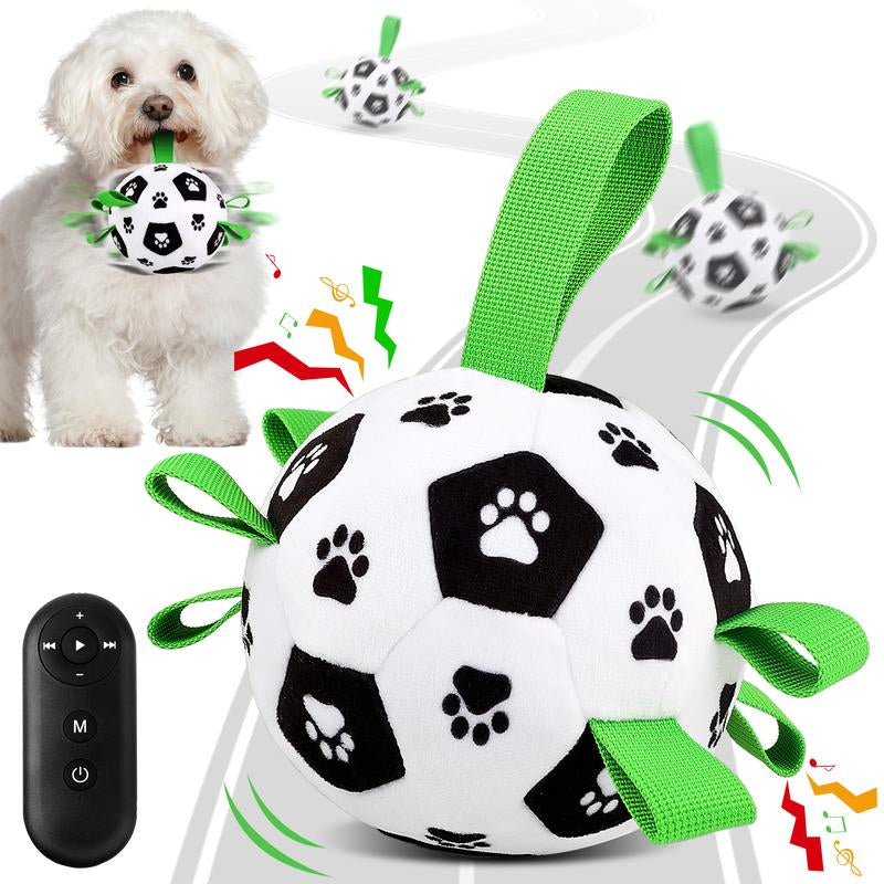 Exciting Interactive Dog Toys - Automatic Jumping Balls with 66 Songs & Voice Recorder, Plush Soccer Ball Cover & 7 Tug Ropes for Ultimate Puppy Playtime!
