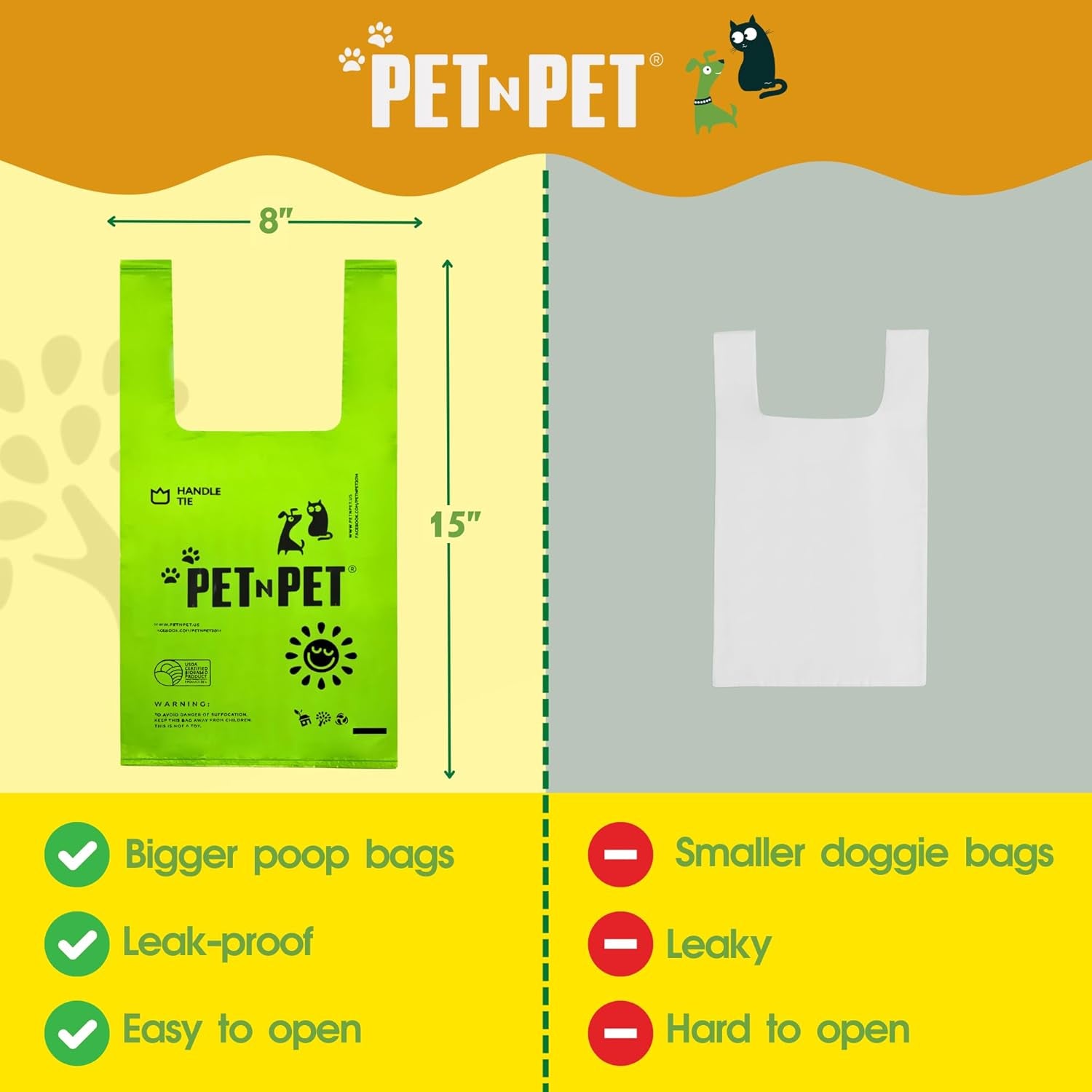 200 Eco-Friendly Unscented Dog Poop Bags with Convenient Tie Handles - Extra-Thick, Plant-Based Waste Bags for Effortless Clean-Up