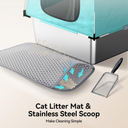 Transform Your Cat's Experience with the Meowant LB05 Premium 3-In-1 Stainless Steel Litter Box - Large Eco-Friendly Design Featuring Splash-Proof Odor Control and a Cozy Detachable Cover!