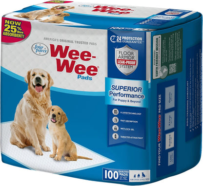 Wee-Wee Superior Performance Dog & Puppy Pee Pads - Ultimate Leak-Proof Potty Training Solution, 22" x 23", 100 Count
