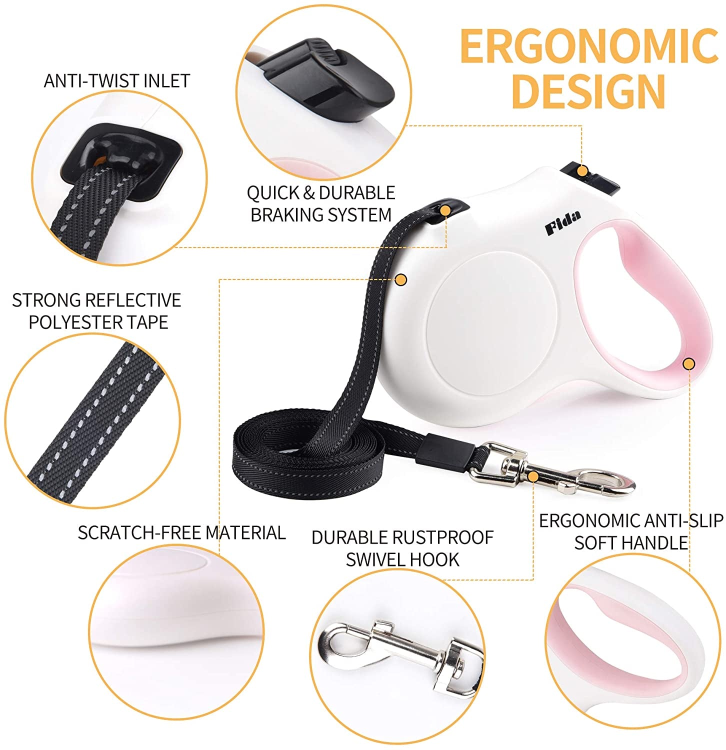 Premium 10ft Retractable Dog Leash with Poop Bag Dispenser - Ideal for X-Small Dogs and Cats Up to 18 lbs - Comfort Grip Handle, Tangle-Free Design & Reflective Safety Features