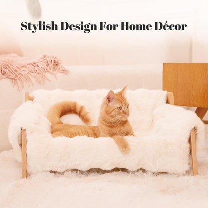 Elevate Your Pet's Comfort with Our Stylish Wooden Cat and Small Dog Lounge Sofa - Removable, Washable Cushion for Indoor Relaxation!