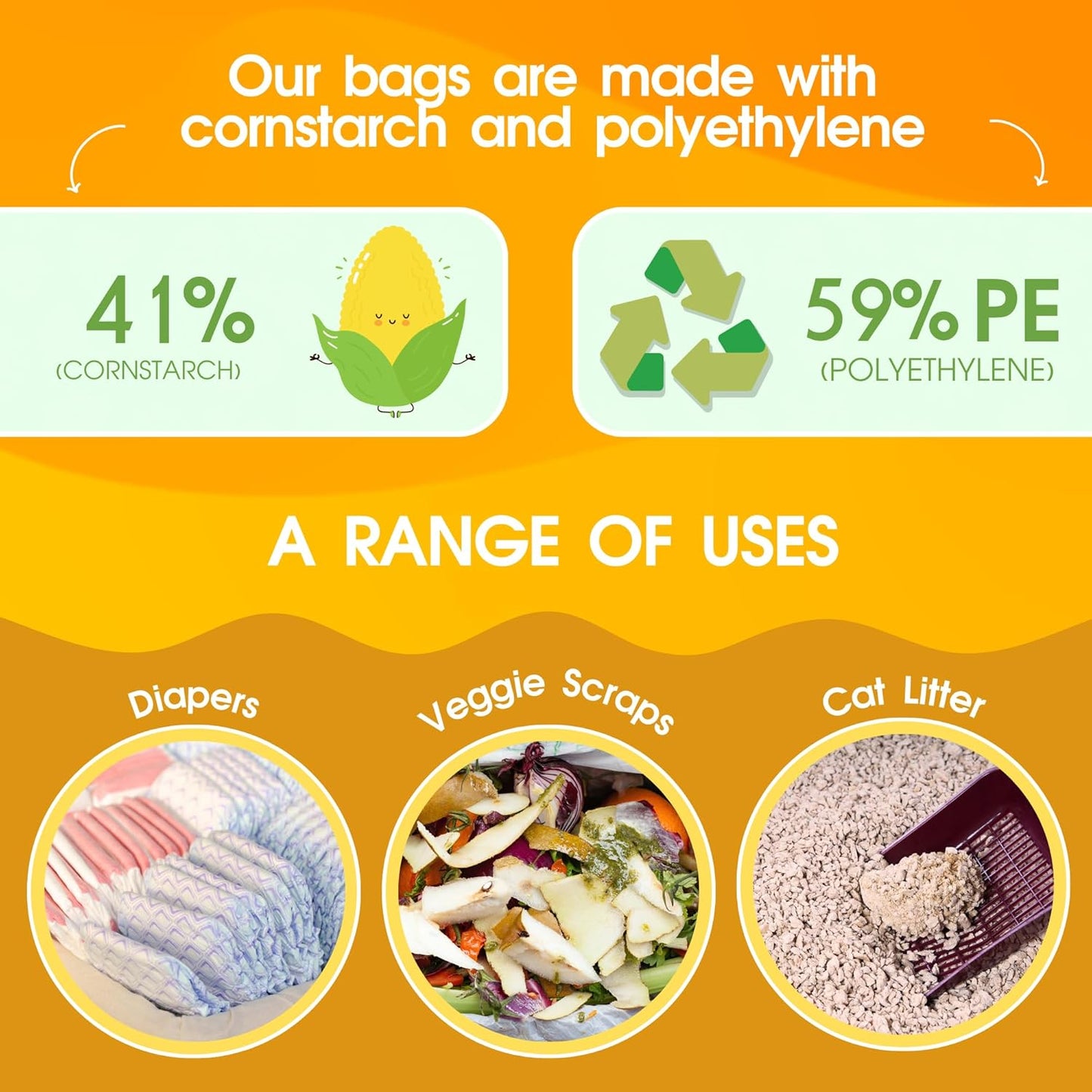 200 Eco-Friendly Unscented Dog Poop Bags with Convenient Tie Handles - Extra-Thick, Plant-Based Waste Bags for Effortless Clean-Up