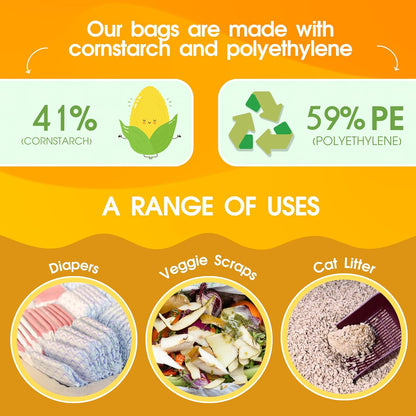 200 Eco-Friendly Unscented Dog Poop Bags with Convenient Tie Handles - Extra-Thick, Plant-Based Waste Bags for Effortless Clean-Up