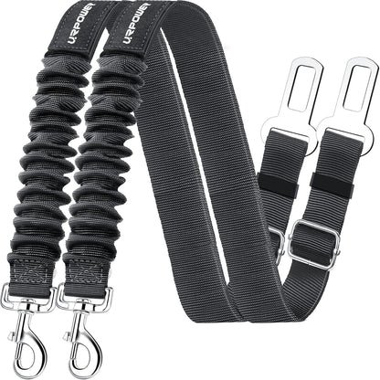 Ultimate Pet Safety with 2 Pack Adjustable Dog Seat Belts - Heavy Duty Retractable Car Harness for a Secure and Comfortable Travel Experience!