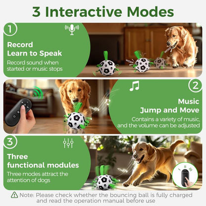 Exciting Interactive Dog Toys - Automatic Jumping Balls with 66 Songs & Voice Recorder, Plush Soccer Ball Cover & 7 Tug Ropes for Ultimate Puppy Playtime!