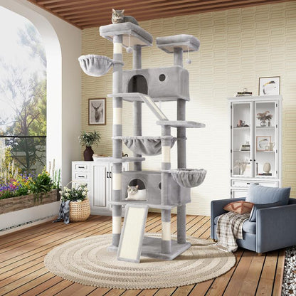 Transform Your Cat's World: SHA CERLIN 81" Luxury Multi-Level Cat Tree Tower with Cozy Perches, Hammock & Durable Sisal Scratching Posts – The Ultimate Indoor Playground for Happy Felines!