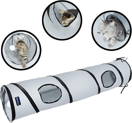 Exciting Cat Tunnel for Indoor Play - Collapsible Pop-Up Tube with Peek Holes and Ball for Endless Fun!