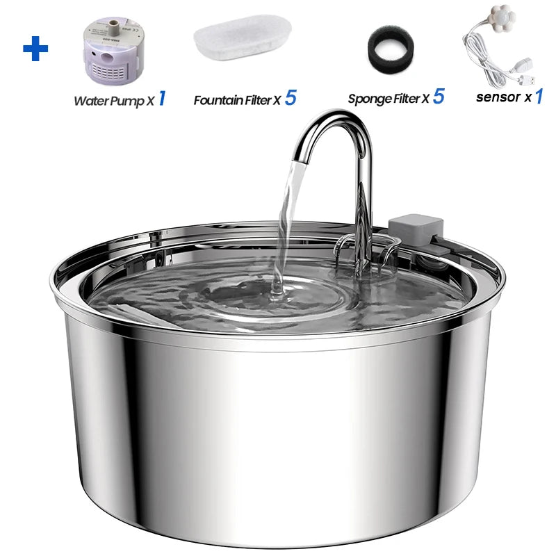 Revolutionary Stainless Steel Cat Water Fountain - Automatic Pet Drinker and Feeder for Healthy Hydration