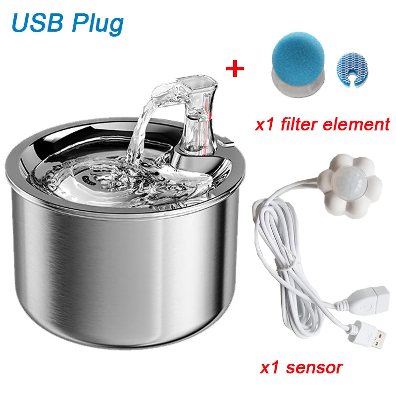 Revolutionary Stainless Steel Cat Water Fountain - Automatic Pet Drinker and Feeder for Healthy Hydration