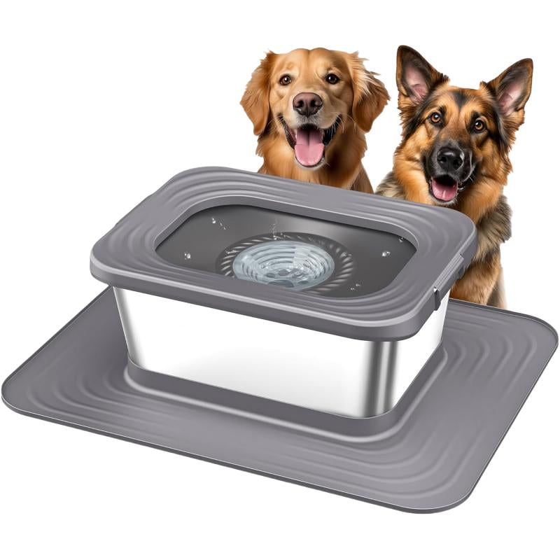 Revolutionary 10L Stainless Steel Dog Water Bowl with No Spill Design and XXL Silicone Mat - Ultimate Solution for Messy Drinkers!