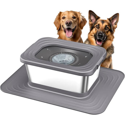 Revolutionary 10L Stainless Steel Dog Water Bowl with No Spill Design and XXL Silicone Mat - Ultimate Solution for Messy Drinkers!