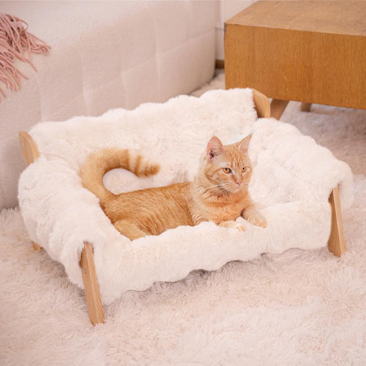 Elevate Your Pet's Comfort with Our Stylish Wooden Cat and Small Dog Lounge Sofa - Removable, Washable Cushion for Indoor Relaxation!