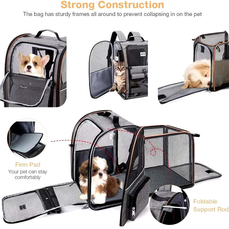 Chic and Versatile Expandable Cat & Dog Backpack - Your Pet's New Favorite Adventure Companion