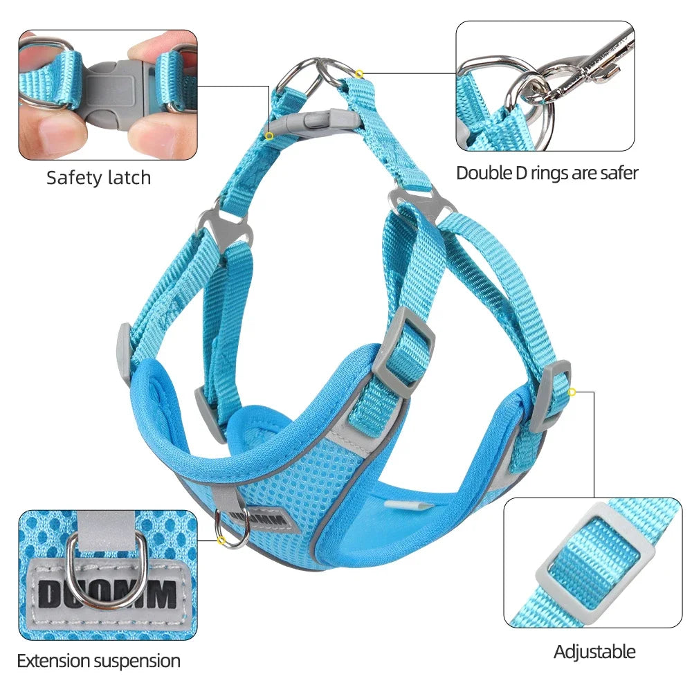 Comfortable and Reflective Dog Harness Leash Set for Small to Medium Dogs - Perfect for Outdoor Walks with Your Chihuahua or Cat!