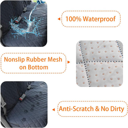Premium Waterproof Dog Car Seat Cover with Side Flaps - Nonslip Protection for Cars, Trucks, and SUVs