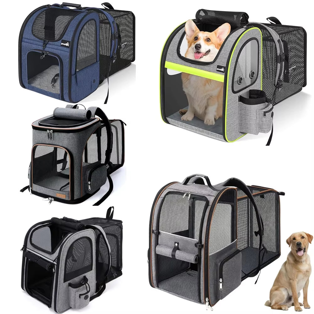 Chic and Versatile Expandable Cat & Dog Backpack - Your Pet's New Favorite Adventure Companion