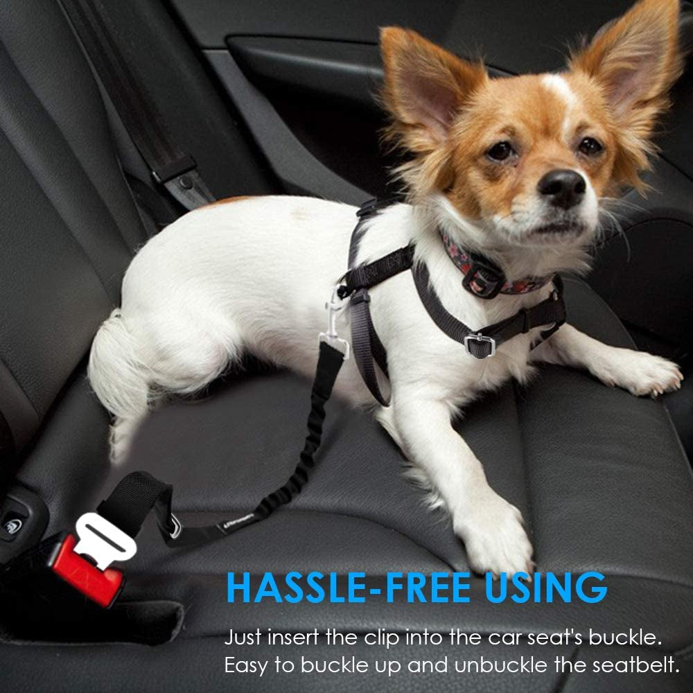 Ultimate Pet Safety with 2 Pack Adjustable Dog Seat Belts - Heavy Duty Retractable Car Harness for a Secure and Comfortable Travel Experience!