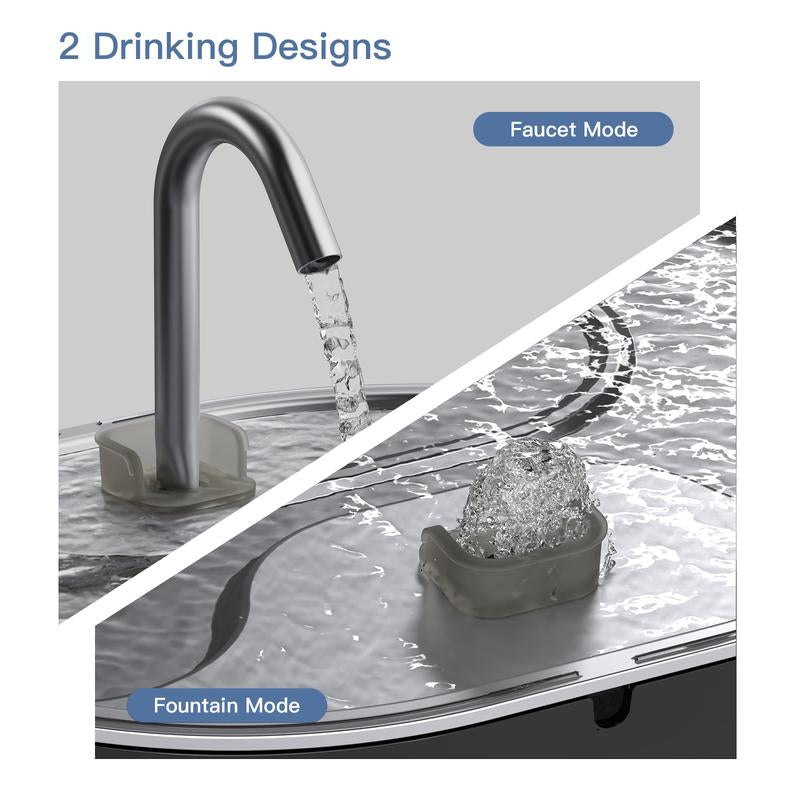 Upgrade Your Cat's Hydration with the Geoorood 3.2L Stainless Steel Water Fountain - Whisper-Quiet, Dual-Mode Design & LED Alerts for Optimal Refreshment!