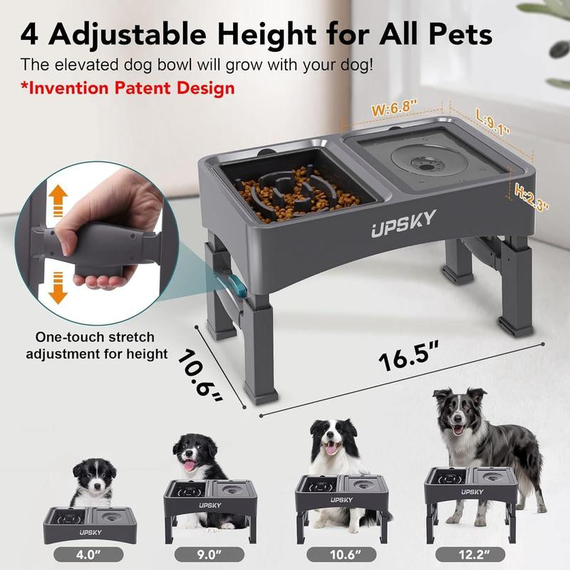 Elevate Your Pet's Dining Experience: 2025 2-In-1 Adjustable Dog Bowls with Slow Feeder & No-Spill Design for Small to Medium Dogs