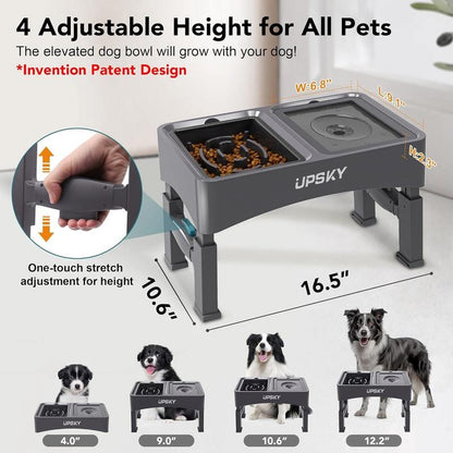 Elevate Your Pet's Dining Experience: 2025 2-In-1 Adjustable Dog Bowls with Slow Feeder & No-Spill Design for Small to Medium Dogs