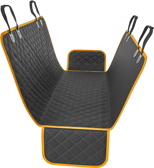 Ultimate Dog Car Seat Cover - Waterproof Pet Hammock Protector for Back Seat, Durable Nonslip Design in Vibrant Orange, Fits SUVs and Trucks