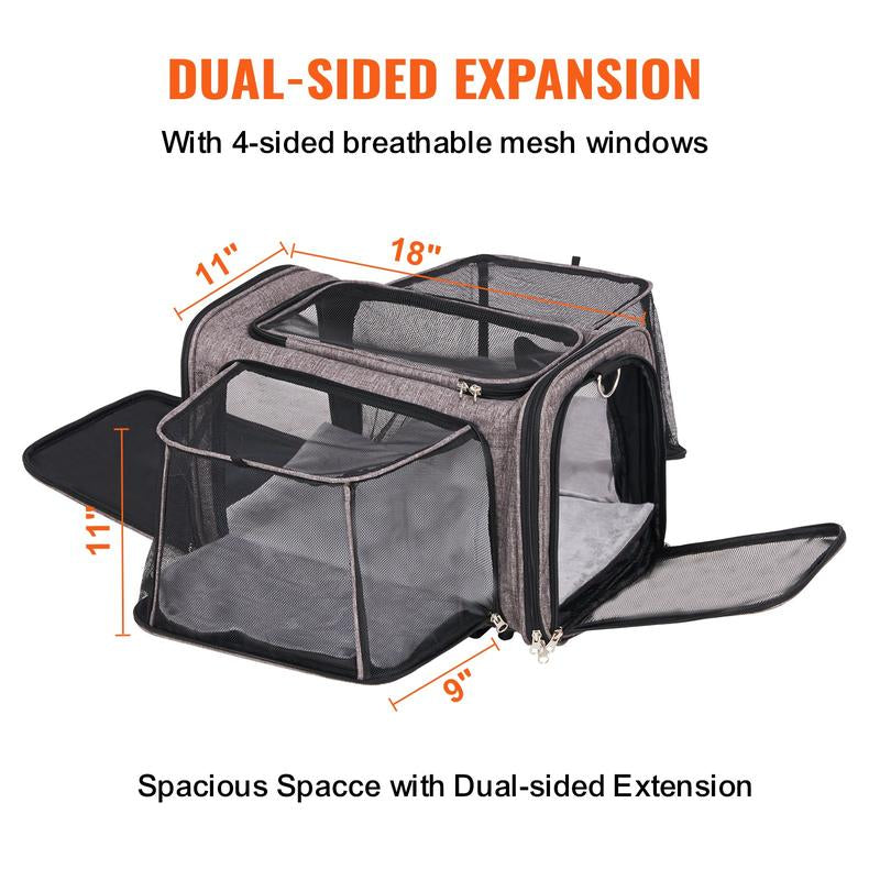 VEVOR Airline Approved Cat Carrier with Wheels - The Ultimate Rolling Pet Travel Solution with Telescopic Handle and Shoulder Strap, Includes a Convenient Folding Bowl