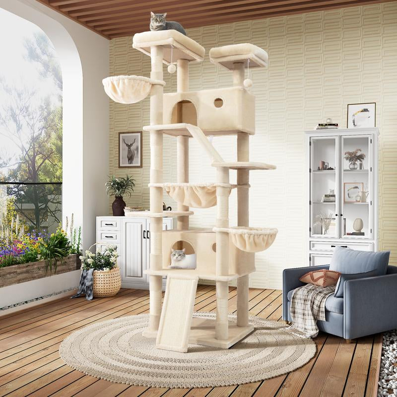 Transform Your Cat's World: SHA CERLIN 81" Luxury Multi-Level Cat Tree Tower with Cozy Perches, Hammock & Durable Sisal Scratching Posts – The Ultimate Indoor Playground for Happy Felines!