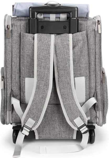 Stylish Pet Rolling Carrier - Versatile Dog & Cat Backpack Trolley with Wheels (Grey)